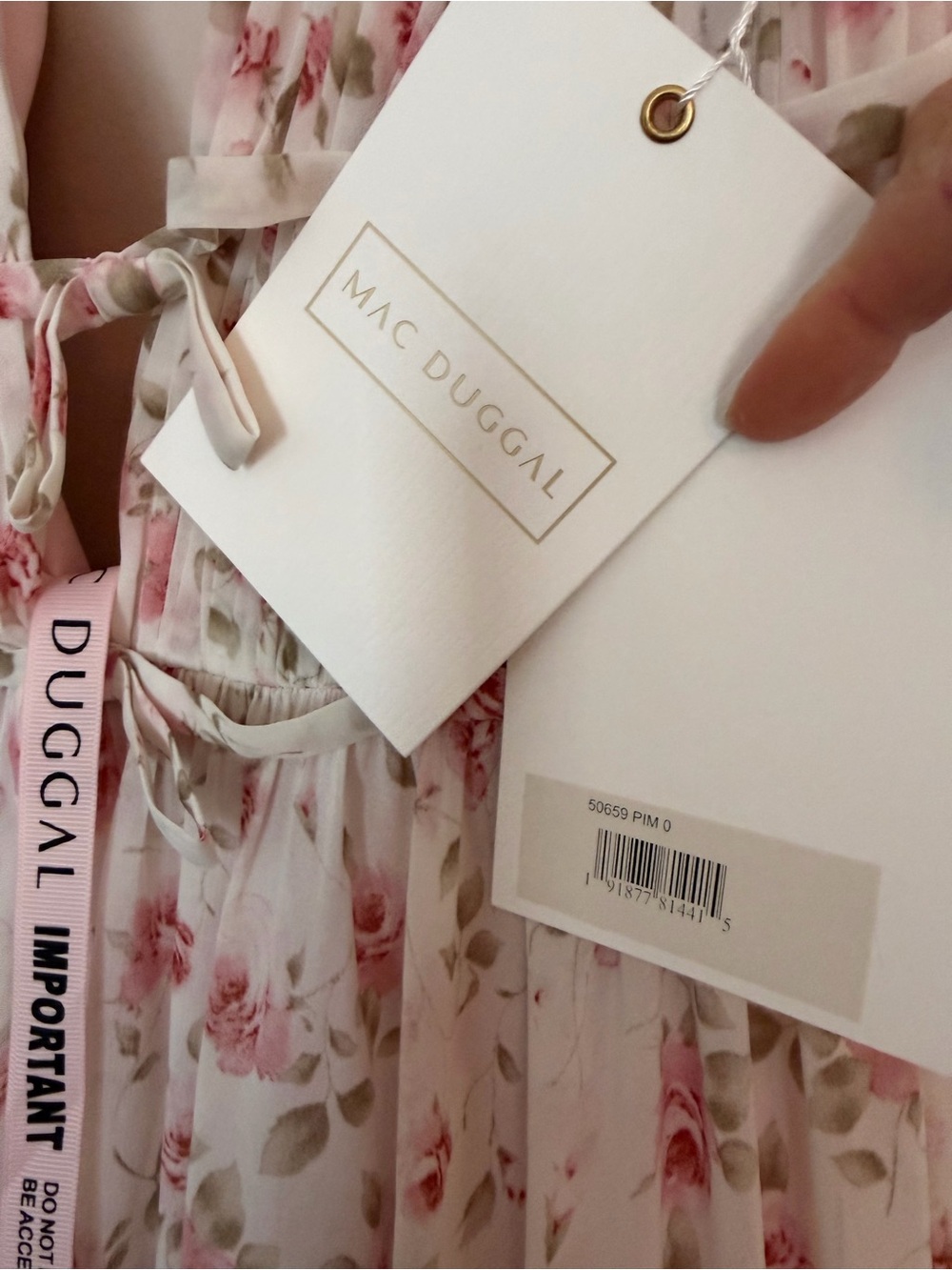 NWT Mac Duggal Multicolor Floral Print Sleeveless Ruffled High-Low Gown pink - Picture 5 of 14